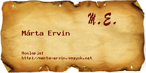 Márta Ervin névjegykártya