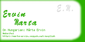 ervin marta business card